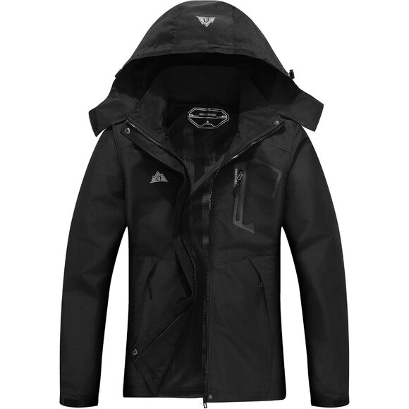 Women's Black Waterproof Lightweight Rain Jacket Windproof Trench Coat Hood